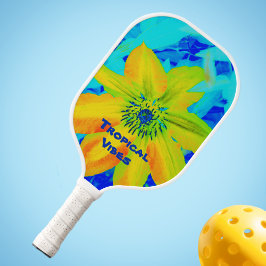 Palas De Pickleball Naranja amarillo amarillo brillante flor azul