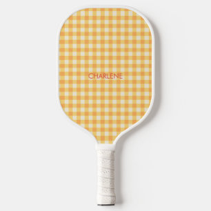 Palas De Pickleball Naranja amarillo perrito Ish Gingham Plaid