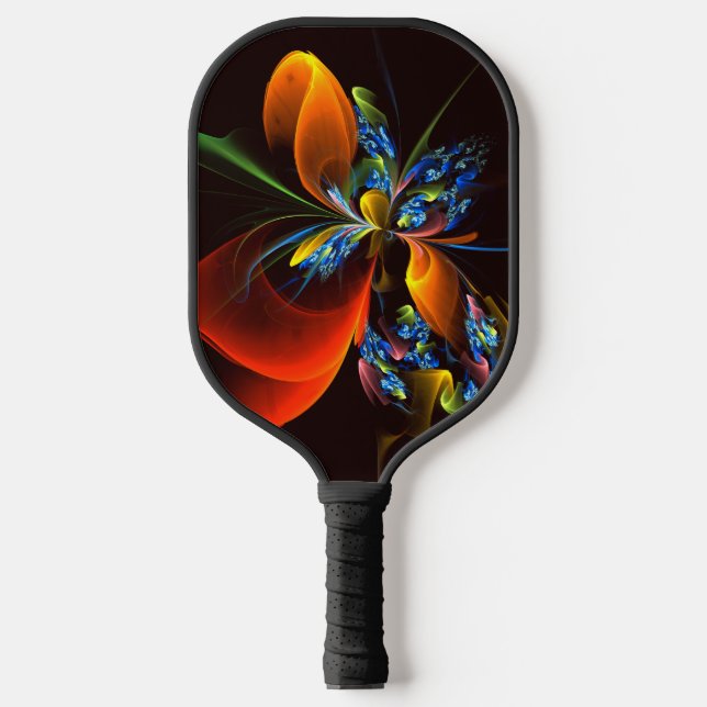 Palas De Pickleball Naranja azul Floral Moderno Resumen Patrón de arte (Anverso)