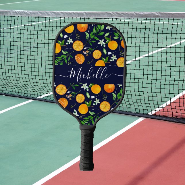 Palas De Pickleball Naranja Citrus Summer Floral Patrón Botánico (In situ)