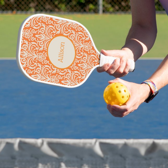 Palas De Pickleball Naranja de cosecha y Damasco blanco personalizado (in situ)