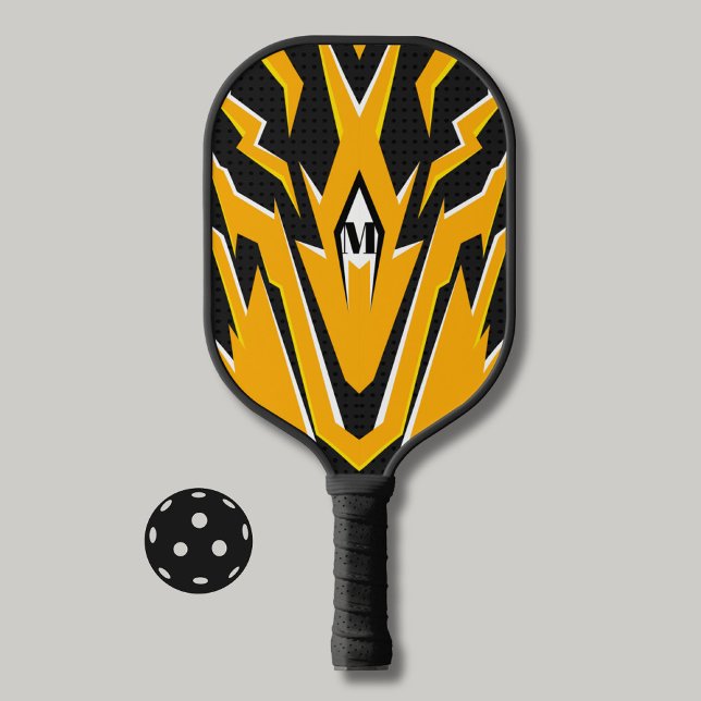 Palas De Pickleball Naranja de diseño de piel de tigre y monograma mod (Subido por el creador)