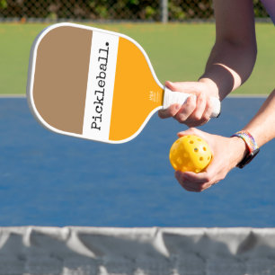 Palas De Pickleball Naranja dorado brillante divertido franjas de text