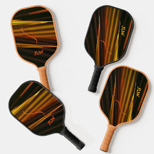 Palas De Pickleball Naranja dorado y frondas de palmas negras personal