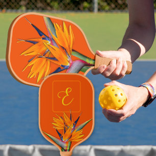 Palas De Pickleball Naranja inicial de pájaro del paraíso