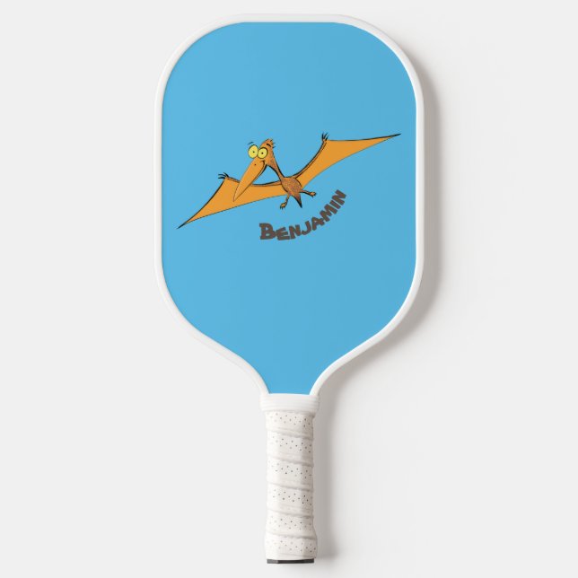 Palas De Pickleball Naranja lindo y gracioso personalizado pterodáctil (Anverso)