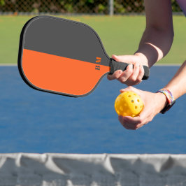 Palas De Pickleball Naranja Neón Moderno Y Monograma Personalizado Gri