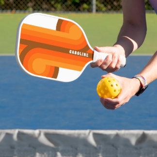 Palas De Pickleball Naranja personalizado Patrón de arte retro amarill