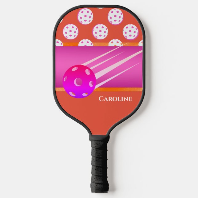 Palas De Pickleball Naranja personalizado y rosa caliente (Anverso)