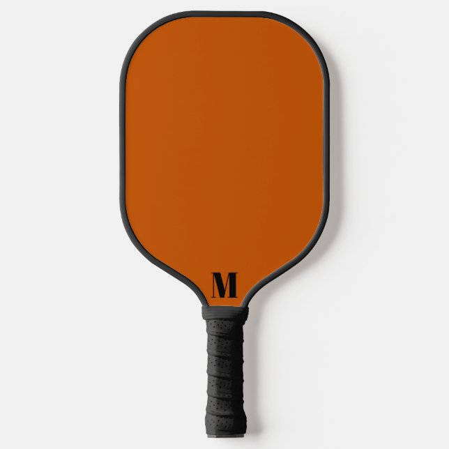 Palas De Pickleball Naranja quemado y monograma moderno negro (Anverso)