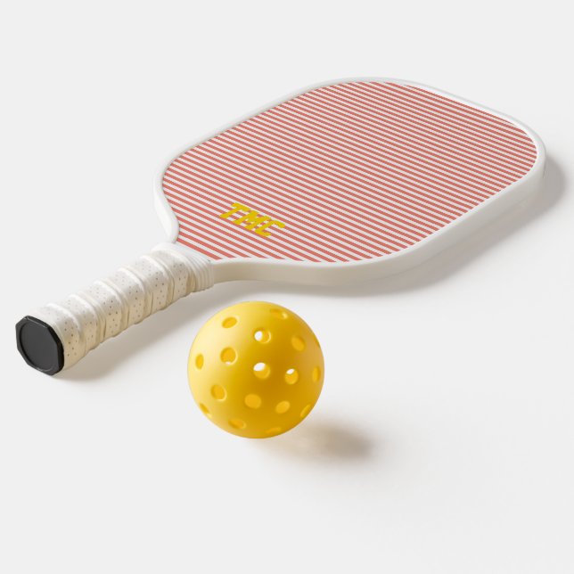 Palas De Pickleball naranja rayas blancas en monograma iniciales amari (Distribución 2)