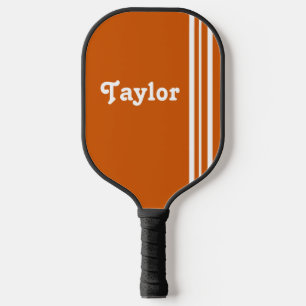 Palas De Pickleball Naranja retro moderno de franjas blancas personali