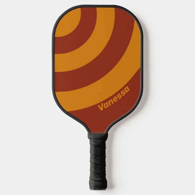 Palas De Pickleball Naranja Retro Rust tres bandas de círculo con nomb (Anverso)