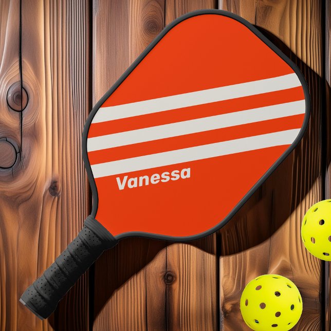 Palas De Pickleball Naranja Retro Sunset Tres Rayas con Nombre (Subido por el creador)