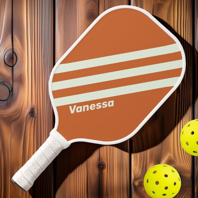 Palas De Pickleball Naranja retro tres bandas con nombre (Subido por el creador)