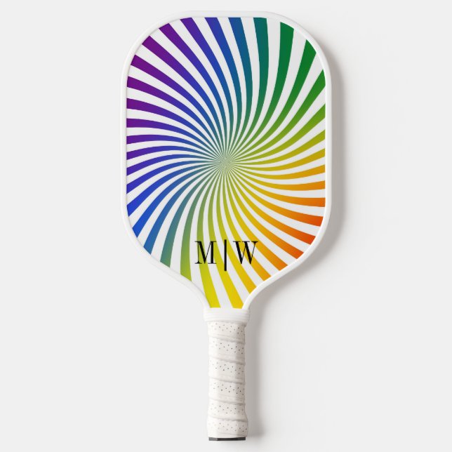 Palas De Pickleball Naranja rojo azul verde arcoiris monogramado (Anverso)