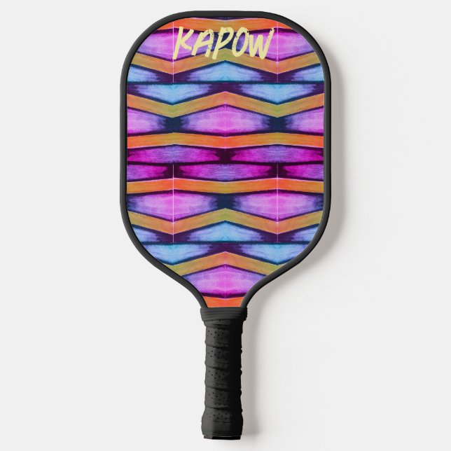 Palas De Pickleball Naranja, rosa, púrpura y azul Chevron (Reverso )