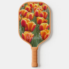 Palas De Pickleball Naranja Tulip Blooms con Nombre Floral