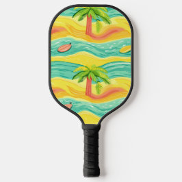 PALAS DE PICKLEBALL NARANJA VERDE AMARILLO OLAS DE VERANO & PALMERAS