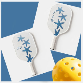 Palas De Pickleball Náutica estelar azul personalizada con iniciales