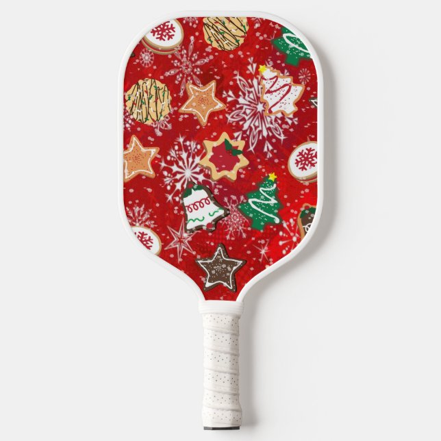 Palas De Pickleball Navidades cocina y copos de nieve en rojo (Anverso)