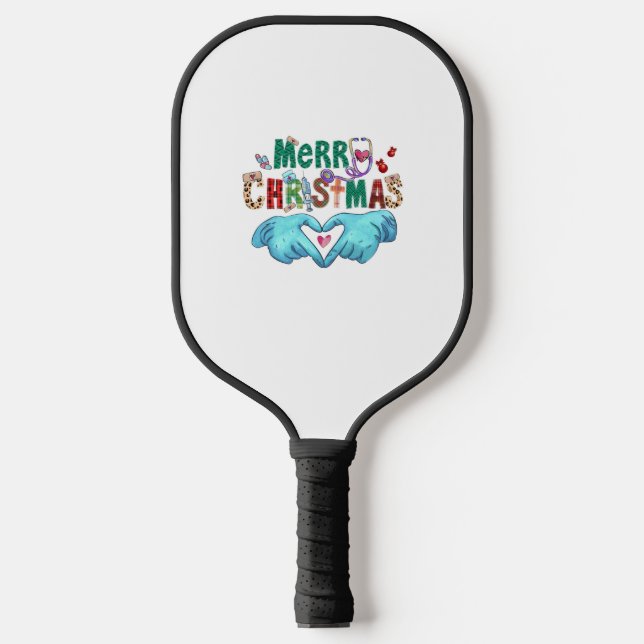 Palas De Pickleball Navidades crujen Feliz Navidad Estetioscopio N (Anverso)