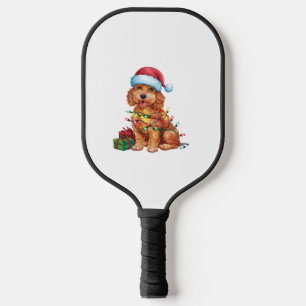 Palas De Pickleball Navidades de perro de Santa Hat Schnoodle