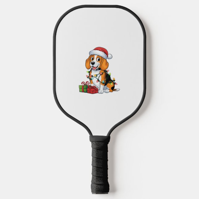Palas De Pickleball Navidades de Perros de Santa Hat Beagle (Anverso)