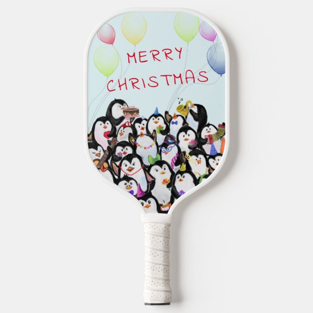 Palas De Pickleball Navidades felices Pingüinos Pickleball Paddle (Anverso)