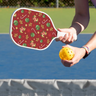 Palas De Pickleball Navidades Ornamant & Candy Cane Pattern