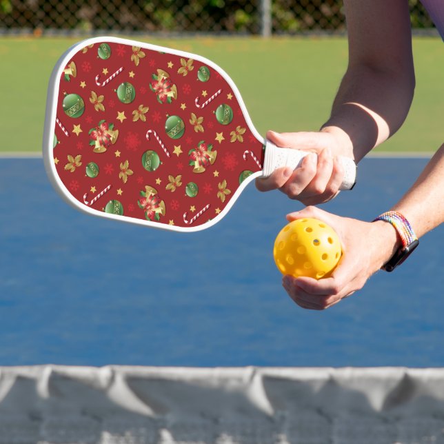 Palas De Pickleball Navidades Ornamant & Candy Cane Pattern (in situ)
