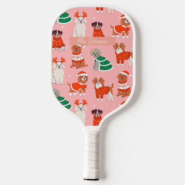 Palas De Pickleball Navidades Perros Lover Personalizado Pickleball Pa (Reverso )