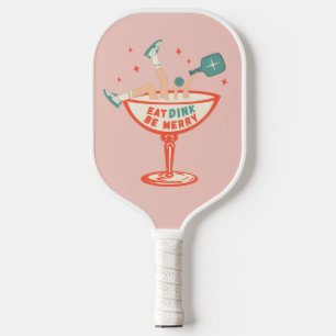Palas De Pickleball Navidades Retro Eat, Dink y Be Merry Pickleball