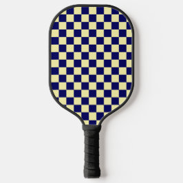 Palas De Pickleball Navy Blue and Yellow Checkerboard Pattern