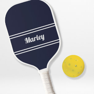 Palas De Pickleball Navy Blue Modern Name Professional Monograma simpl