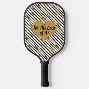 Palas De Pickleball Negro, blanco, rayas de oro, puntitos Paddle Pro