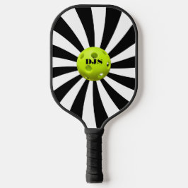 Palas De Pickleball Negro monogramado, rayado de estribo blanco
