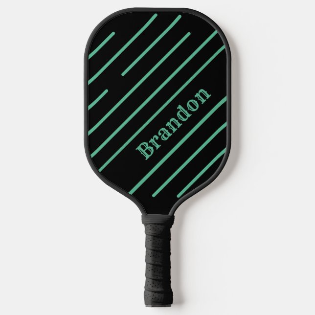 Palas De Pickleball Negro personalizado personalizado con líneas Verde (Anverso)