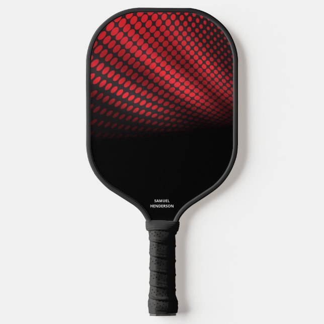 Palas De Pickleball Negro rojo abstracto semitono Personalizado de tex (Anverso)