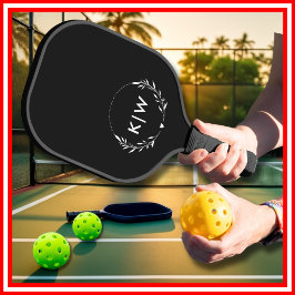 Palas De Pickleball Negro y Blanco | Monograma de Iniciales Modernas