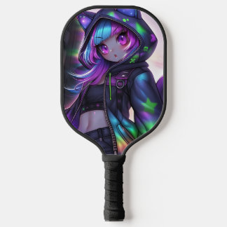 Palas De Pickleball Neon Catgirl Pickleball Night Vibes