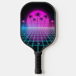 Palas De Pickleball Neon Electric Palms Retro Vaporwave Custom Pickleb