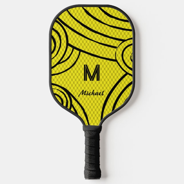 Palas De Pickleball NeonLine 1 Amarillo Nombre Editable e Iniciales (Anverso)