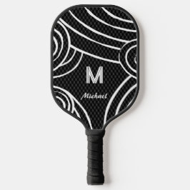 Palas De Pickleball NeonLine 1 Black Editable Name & Initials