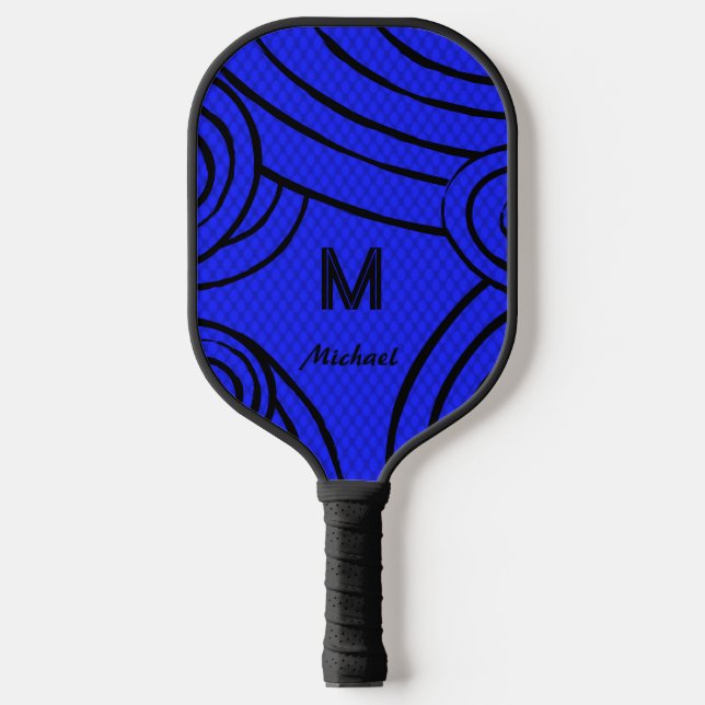 Palas De Pickleball NeonLine 1 Blue Editable Name & Initials (Anverso)