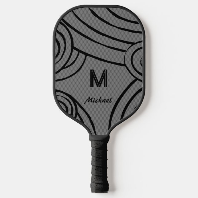 Palas De Pickleball NeonLine 1 Gray Editable Name & Initials (Anverso)