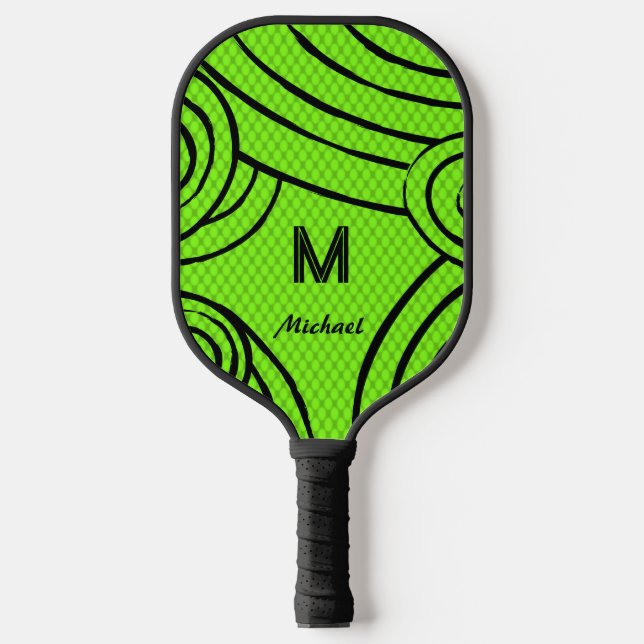 Palas De Pickleball NeonLine 1 Green Editable Name & Initials (Anverso)