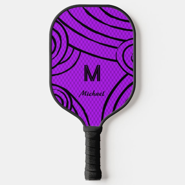 Palas De Pickleball NeonLine 1 Purple Editable Name & Initials (Anverso)