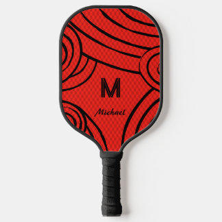 Palas De Pickleball NeonLine 1 Red Editable Name & Initials
