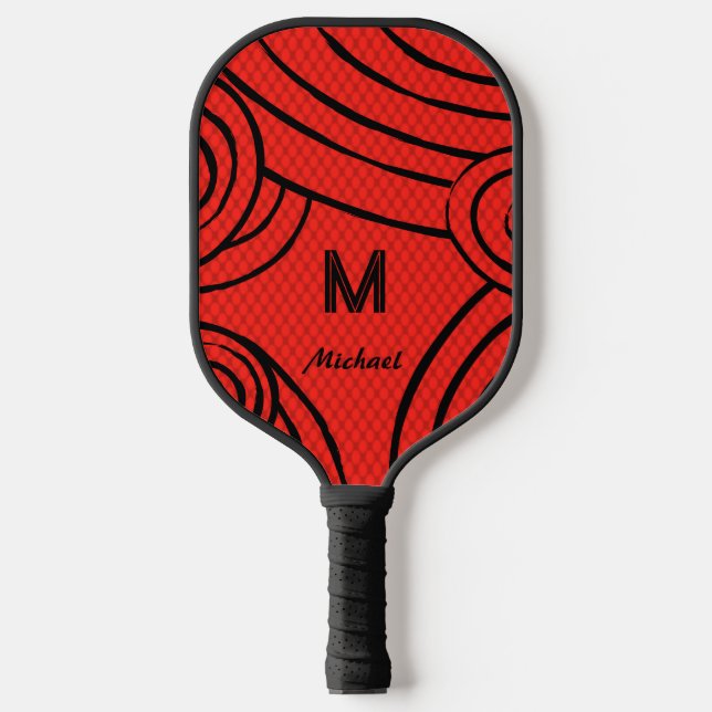 Palas De Pickleball NeonLine 1 Red Editable Name & Initials (Anverso)